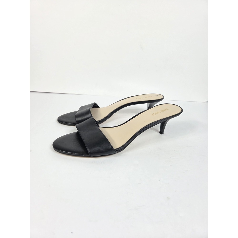 Nine West Women Sz 11 /Black Strap Open Toe Stiletto Kitten Heels